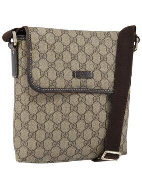 Authentic GUCCI GG Supreme Shoulder Bag PVC Beige 223666